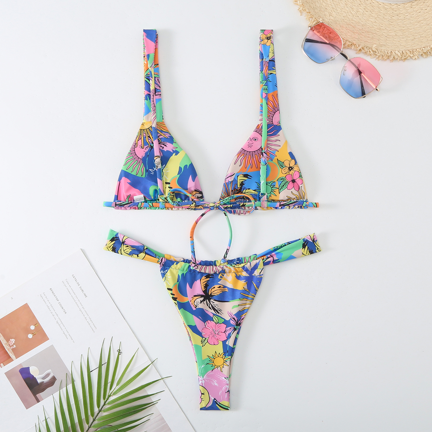 138g Weight Sexy Feel Of Sensation Mid Waist Panties Waist Bikini Panties Style Bralette Bra Category Polyester Fabric Type 2 Pieces Set Quantity Swimming Pool, Beach Occasion Ditsy Floral Pattern Women's Gender Women's Ditsy Floral 2 Pieces Set Bikinis Swimwear 22