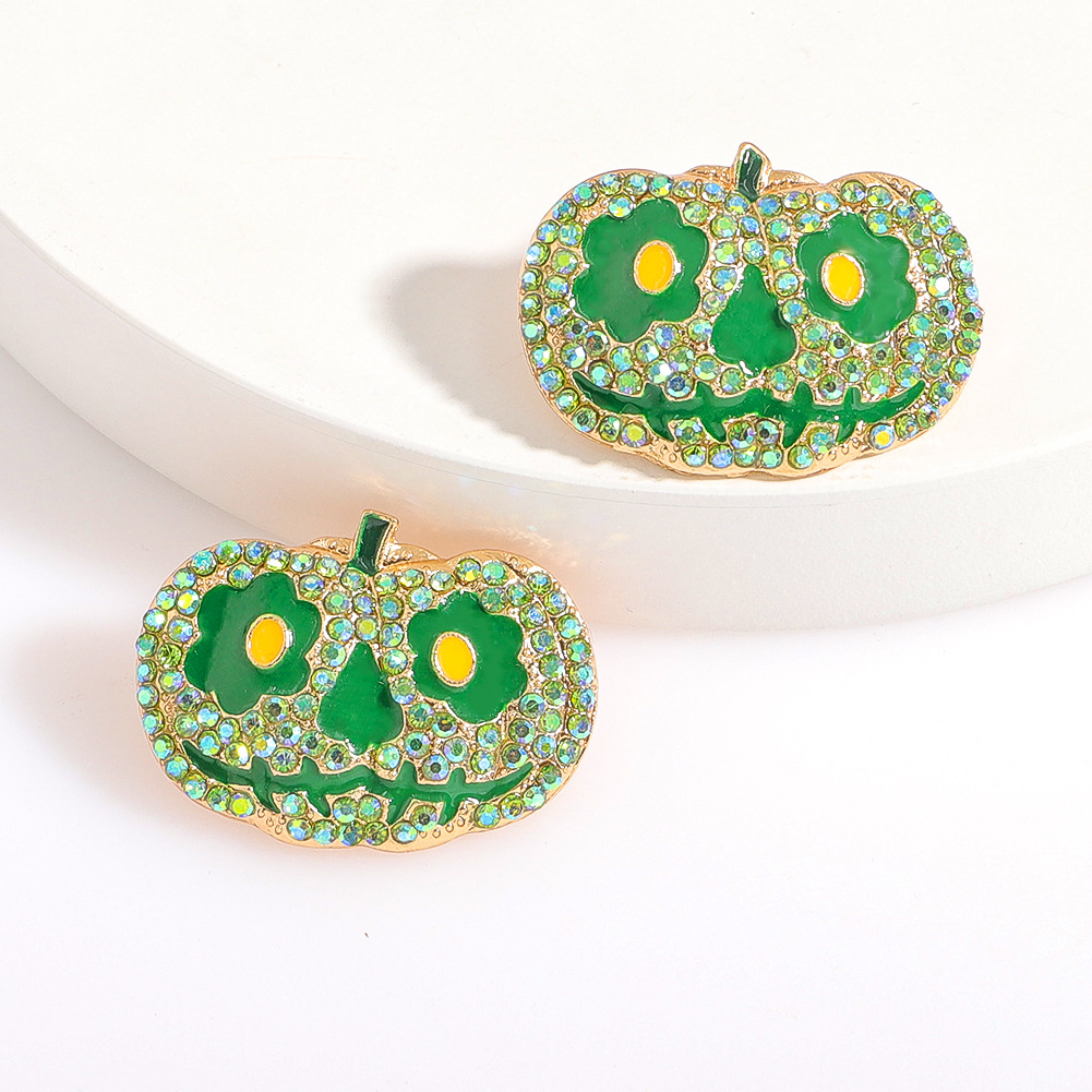 Pendientes De Halloween De Calabaza Con Diamantes De Aleación Al Por Mayor Joyería Nihaojewelry display picture 3