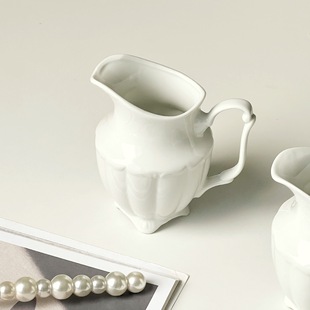 New French Style Vintage Embossed Ceramic Milk Pot Coffee Milk Pot Milk Pot Milk Vat Household Milk Cup Milk Cup Western Food Juice Pot