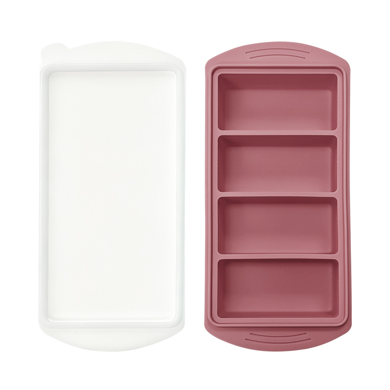 Transfronterizo de silicona gran molde de rejilla de hielo cuadrado con cubierta caja de alimentos suplementarios domésticos caja de congelación fácil de desmoldear caja de conservación de frescura de silicona