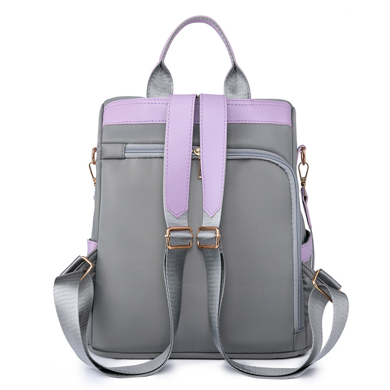Mochila de nailon antirrobo para mujer 2023 nuevo estilo casual color de contraste mochila multifuncional de gran capacidad mochila escolar al por mayor