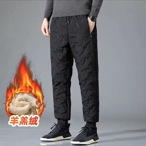 Men's Winter Leisure Pants with Fleece and Thickening, Lamb Wool Windproof and Warm Thicker Large Size Loose and Versatile Sports Pants