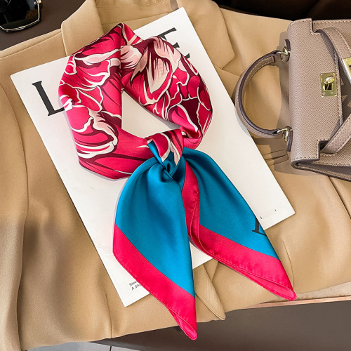  Peony fashionable imitation silk temperament small square scarf women's silk scarf decorative scarf temperament scarf shawl gauze scarf