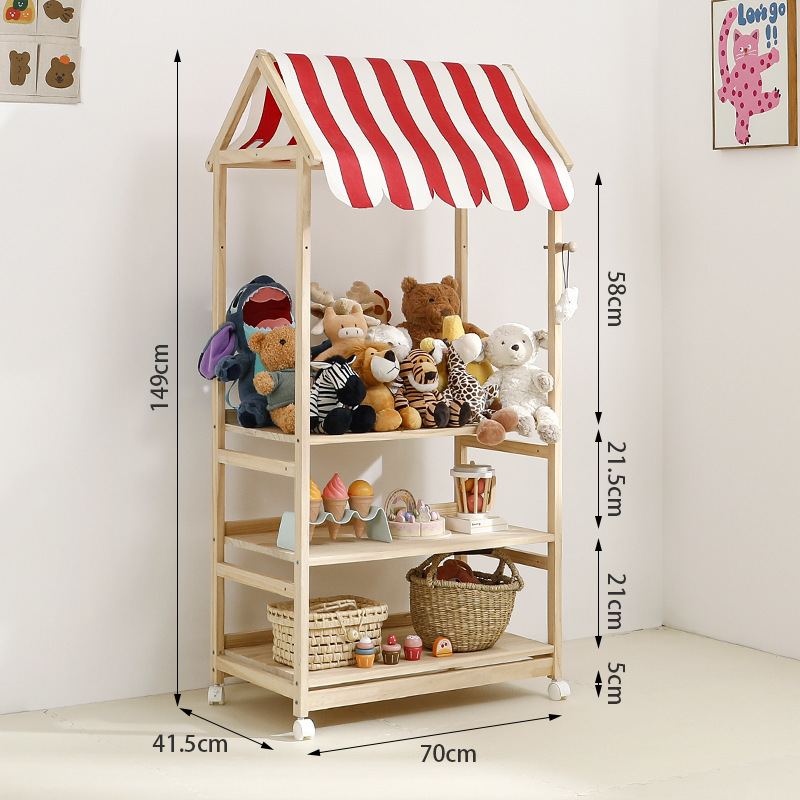 赤ちゃんのおもちゃの人形の棚の自動車の展示棚のままごとの小さい販売店のカートの実木の子供の収納棚|undefined