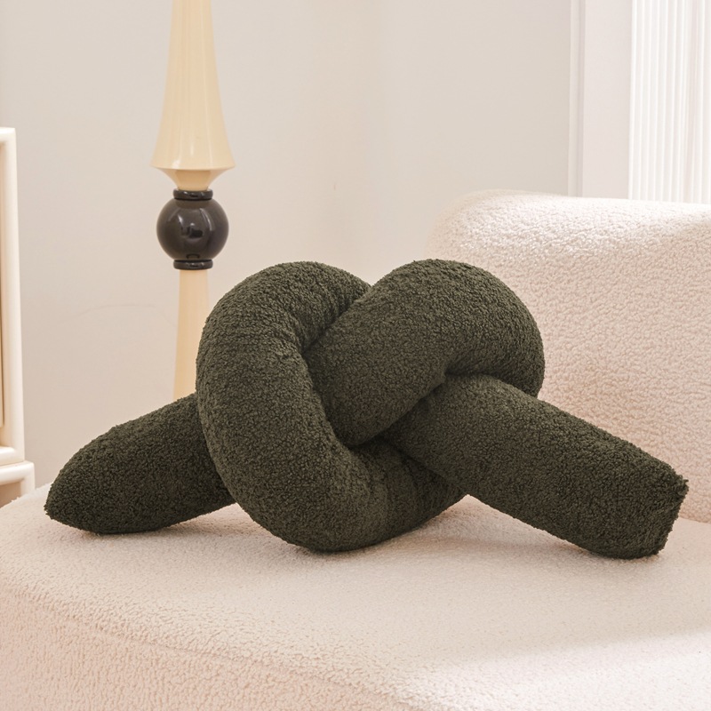 Almohada de peluche estilo Instagram de moda, linda almohada larga, almohada retorcible para sofá de sala de estar, cojín de dormitorio, almohada anudada.