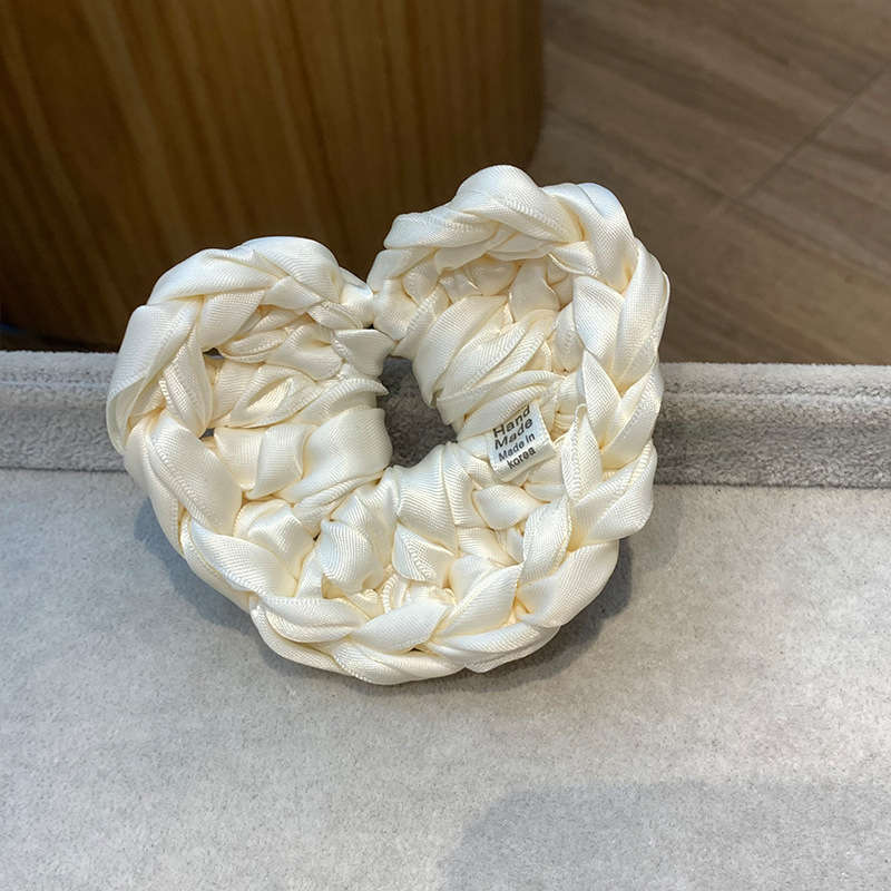 Isladegar blogger con color brillante tejido a mano gran flor amor bola cabeza de caballo anillo de cabello cuerda cabeza