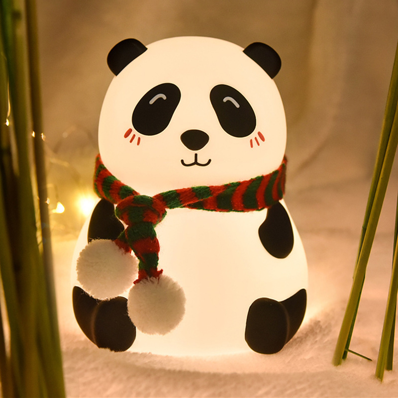 Mini Panda Silicone USB Charging Colorful Clapping Night Light LED Cute Cartoon Panda Night Light