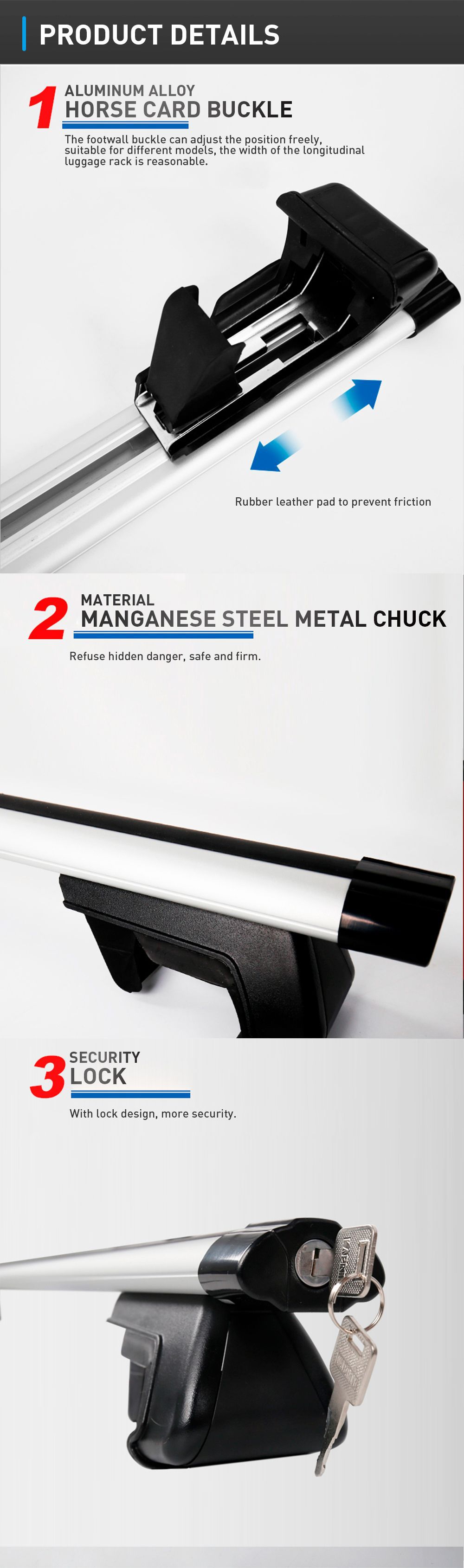 Universal Car Roof Rack Cross Bars, 2 Sizes Available with Lock