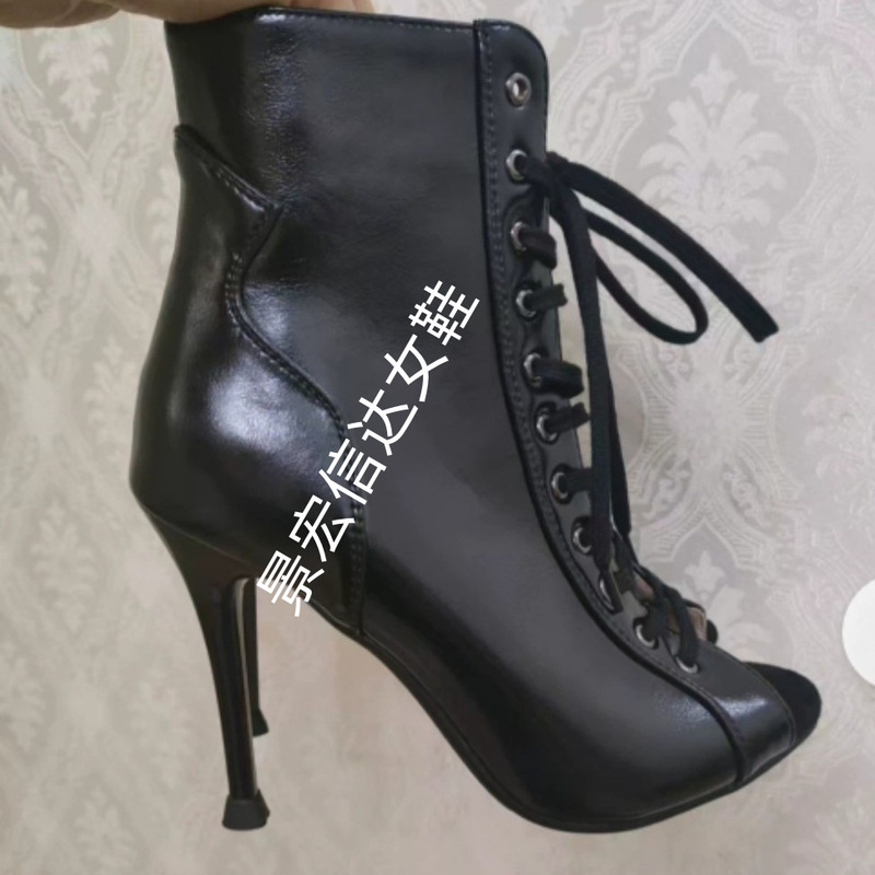 European and American Foreign Trade plus size Women's Shoes Fish-toe Sandals Women's Summer Stiletto Heel Lace-up Ankle Boots Jazz Dancing High Heels