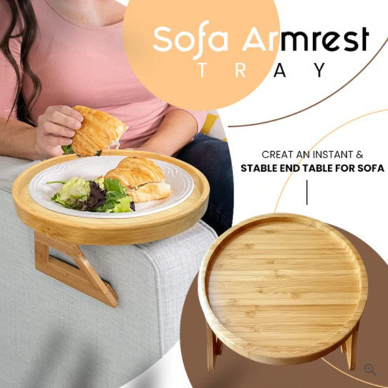 跨境 Cozy Sofa Armrest Tray沙發扶手托盤 木製置物托盤可摺疊