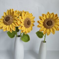 創意毛線編織仿真花針織向日葵成品花束送朋友教師節送老師禮物
