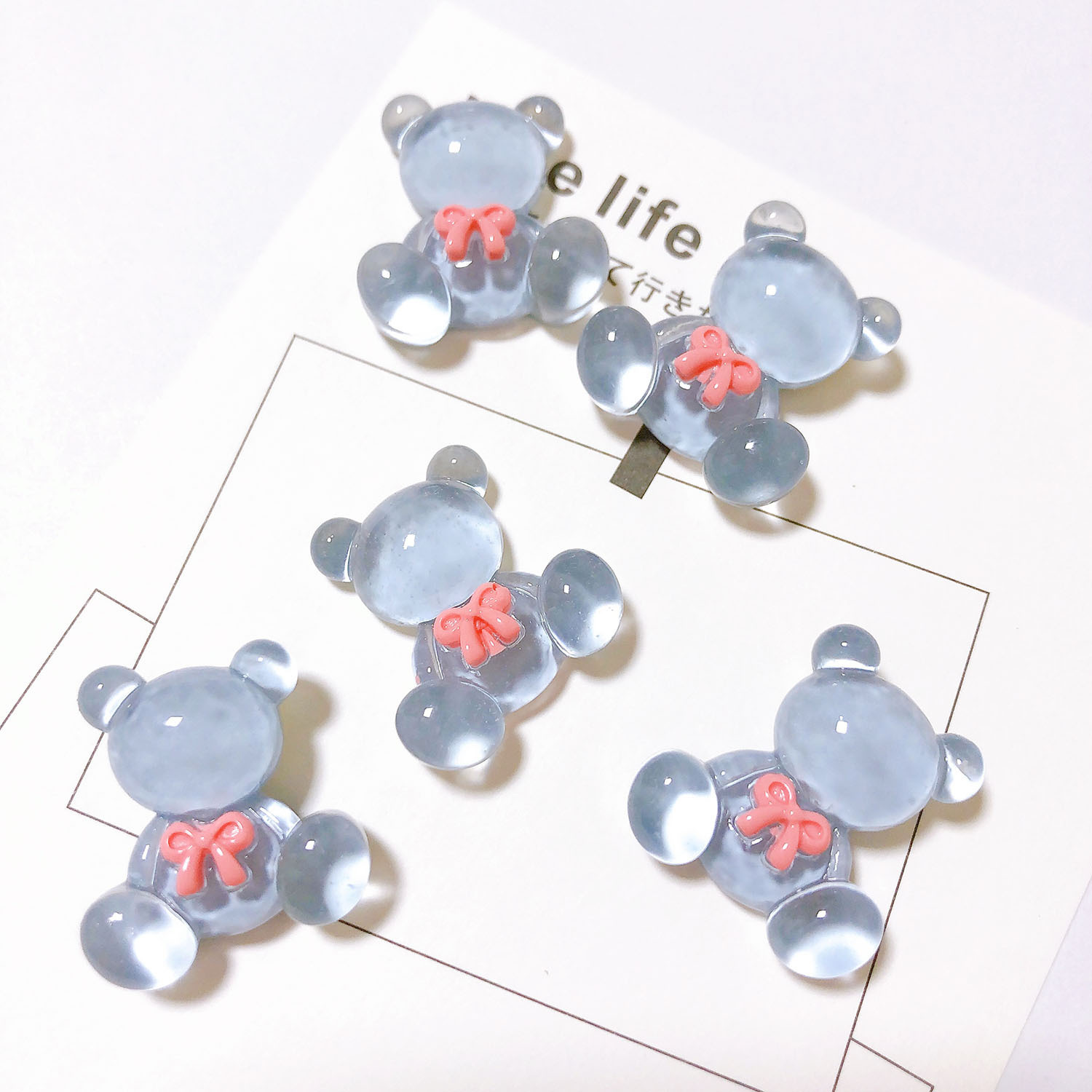 Hielo transparente resina oso accesorios venta al por mayor DIY teléfono móvil Shell crema pegamento horquilla taza de agua material decorativo oso transparente