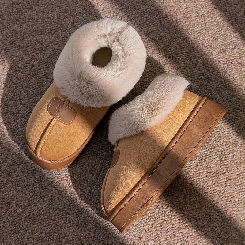 Bolsillo de colores zapatillas de algodón de invierno de otoño para mujeres zapatillas de algodón de peluche caseras cómodas zapatillas de calentamiento de pareja botas de nieve
