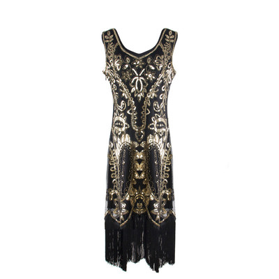 亮片礼服裙钉珠流苏连衣裙1920复古亚马逊爆款高端宴会短款小礼服