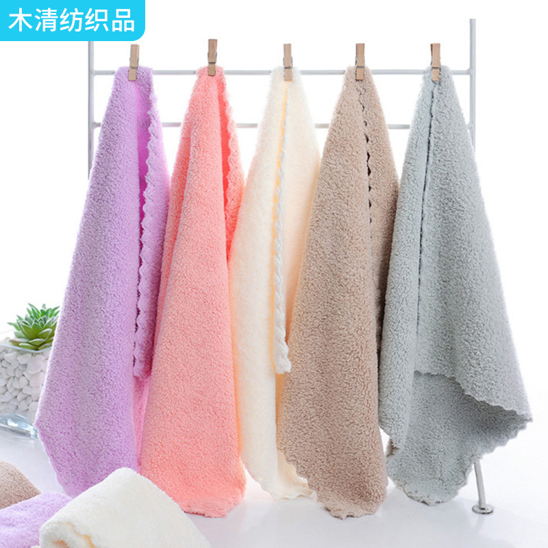 珊瑚絨小方巾擦手巾兒童洗臉小毛巾廚房衛生間家用小抹布柔軟吸水