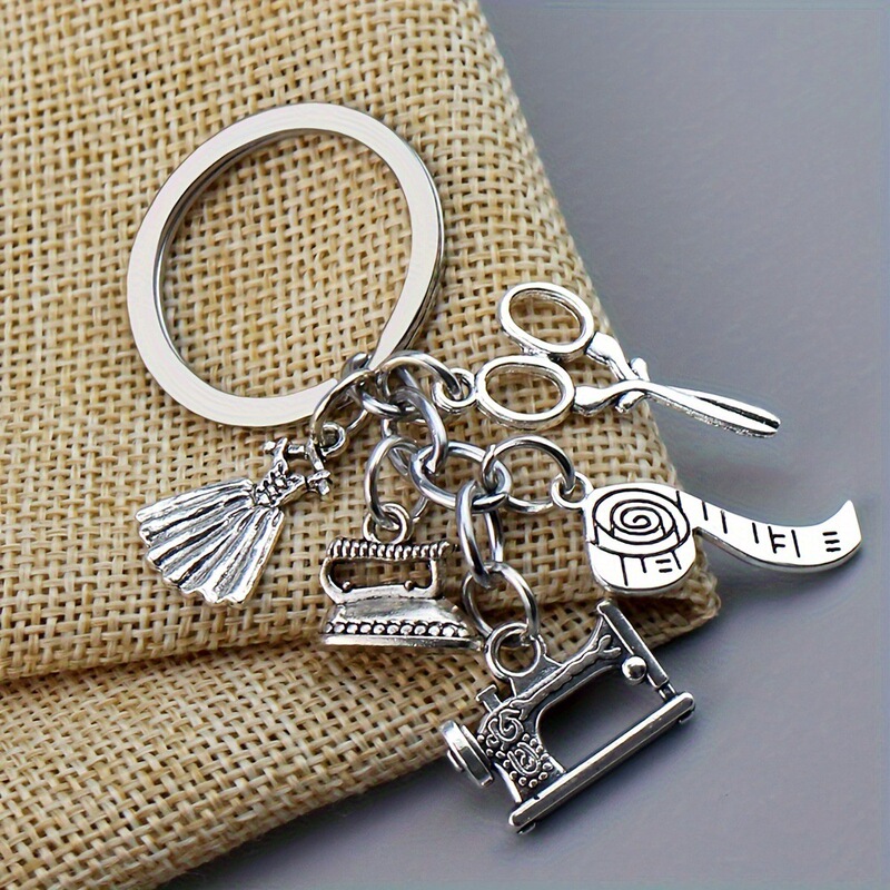 Fashion Designer Fashion Design Graduation Key Chain Scissors Tape Measure Sewing Machine Skirt Key Chain