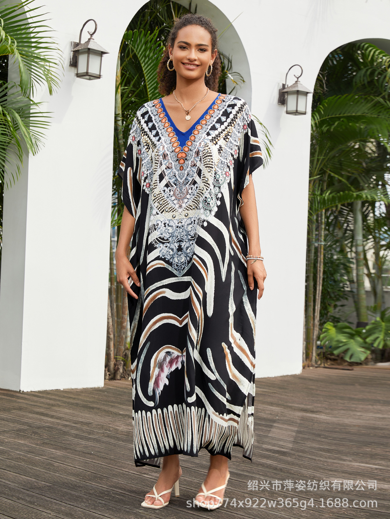 Camisas de playa de algodón impresas bikini camiseta de baño camiseta de vacaciones suelta ropa transfronteriza amazona