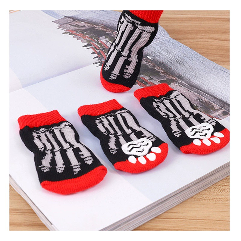 Вязаные носки для домашних животных, простые теплые носки для кошек и собак, нескользящие мягкие чехлы для лап в милом пасторальном стиле.