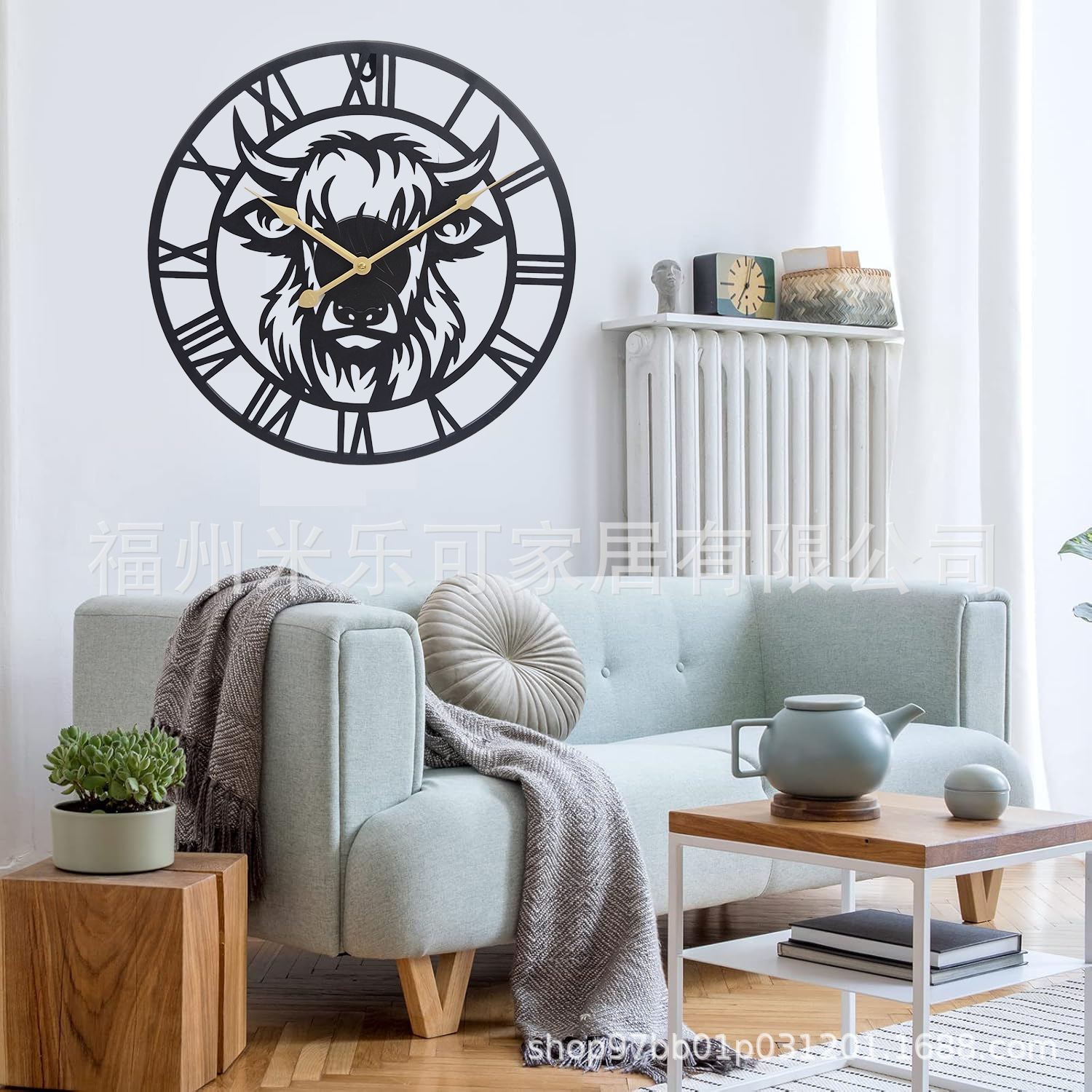 Cross-Border Amazon Wrought Iron Spinning Wall Clock Silent Clock Retro Country Home Living Room Decoration Wall Clock