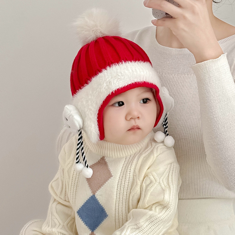 宝宝帽子秋冬季婴儿毛线帽冬帽护耳帽婴幼儿针织帽可爱保暖秋冬款|undefined