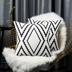 2021跨境北歐ins短毛絨幾何印花沙發抱枕套靠墊套家居布藝枕頭套
