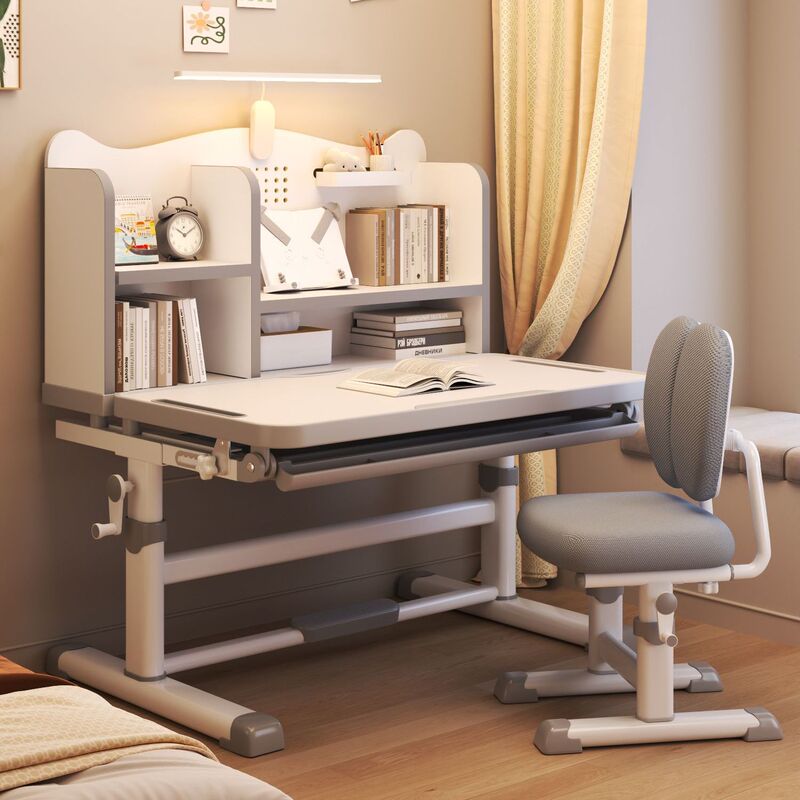 Adjustable Height Desk and Chair Set for Children, Suitable for Primary School Students, Home Use Writing Desk, Kids' Study Desk and Chair Combination