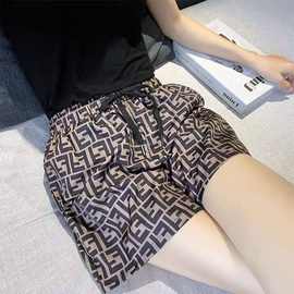 短裤女夏高腰宽松运动裤大码新款2021学生韩版显瘦字母休闲阔腿裤