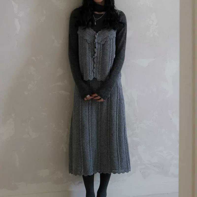 现货Ginger手工钩花镂空针织套装 两色2025秋季新款套装针织