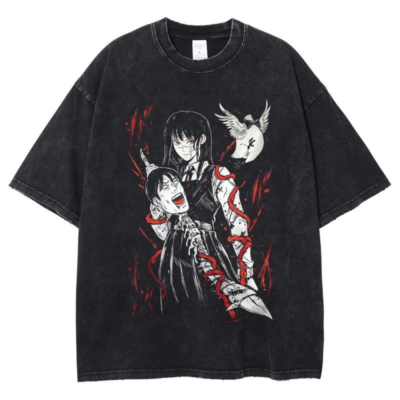 2026 New Model 220g Summer Loose Retro Washed Short-Sleeved T-Shirt for Men Chainsaw Man Japanese Anime Series 2026 New Model 220g Summer Loose Retro Washed Short-Sleeved T-Shirt for Men Chainsaw Man Japanese Anime Series