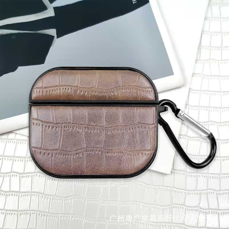 Cross-Border Best-Selling Crocodile-Patterned Earphone Protective Case, Compact and Portable, Faux Leather Texture, Anti-Drop AirPods Protective Case