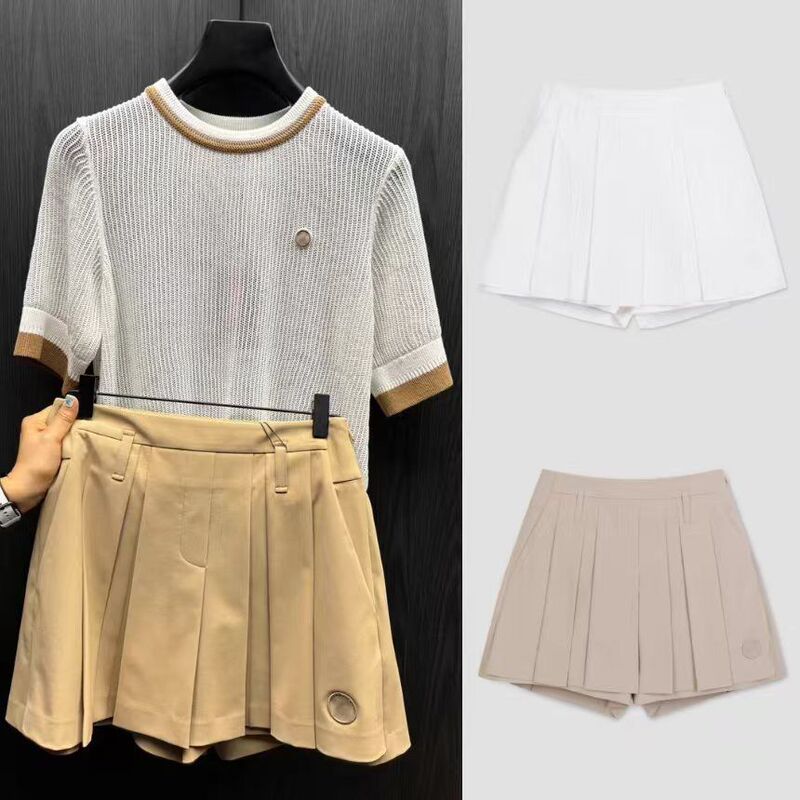 24 New Korean Golf Summer Women's Sports and Casual Temperament Slim Pleated Skirt Solid Color Easiest for Match Shorts