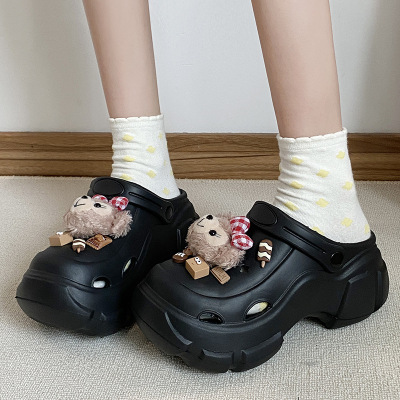Tide, летние нескользящие мюли на каблуке на платформе, тапочки в стиле Crocs, увеличивают рост, подходят для носки на улице