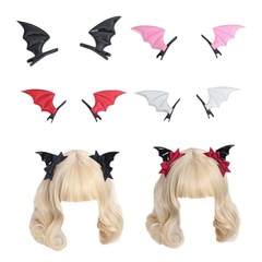 ダークかわいい悪魔のヘアピンのサイドクリップハロウィーンのヘアピン黒いコウモリの翼ロリータの髪飾りゴシック風