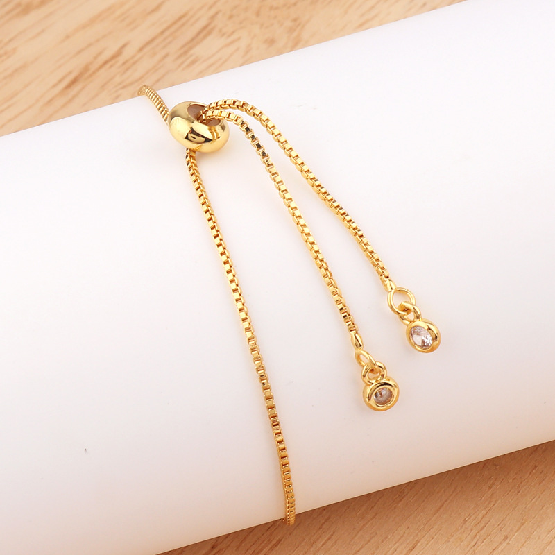 Retro Rectangle Copper Inlaid Zircon Bracelets 1 Piece