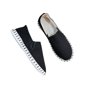 Pure color simple men's shoes ethnic traditional multi-layer bottom black cloth shoes breathable sweat-absorbent driving foot-raising casual shoes