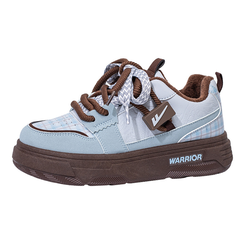 Backforce cuero de moda confort de tendencia zapatos de skate de suela gruesa de alto valor de la apariencia calentamiento de estilo universitario zapatos de algodón de color universal