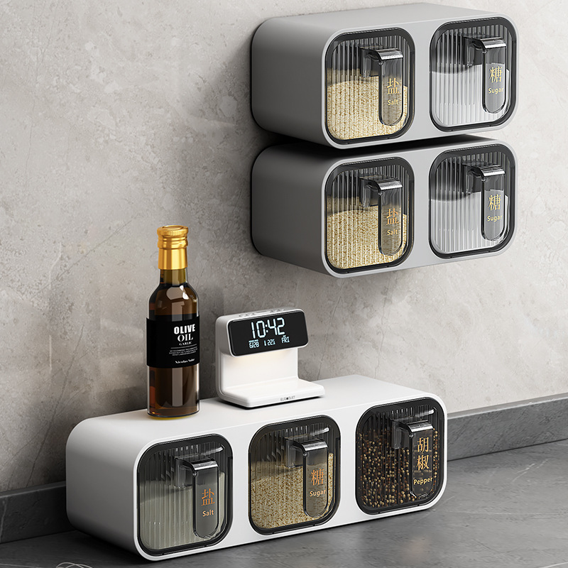 Caja de condimentos, estante de almacenamiento de cocina para el hogar, sal sin agujeros, MSG, tanque de condimento, integración de múltiples compartimentos
