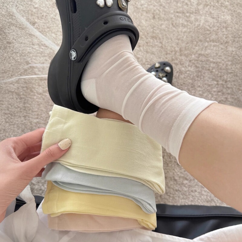 Summer Ultra-Thin Mulberry Silk Maternity Socks, Solid Color Mid-Tube, Comfortable, Breathable, Seamless Slouch Socks, Casual Versatile Socks