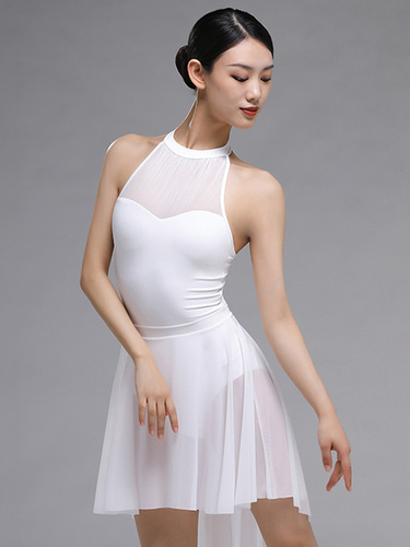 Ballet dance one-piece suit for adult women in summer new style sleeveless halter neck art test practice suit mesh splicing gym suit