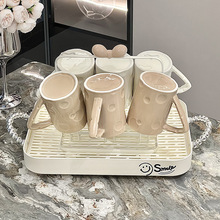 陶瓷杯子高颜值ins风奶酪造型设计马克杯家用喝水水杯套装带托盘