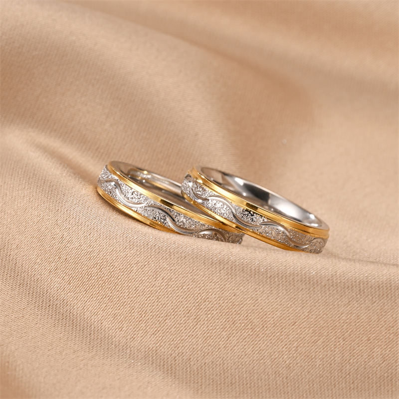 Anillo Doble para Parejas de Acero de Titanio, Resistente a la Decoloración