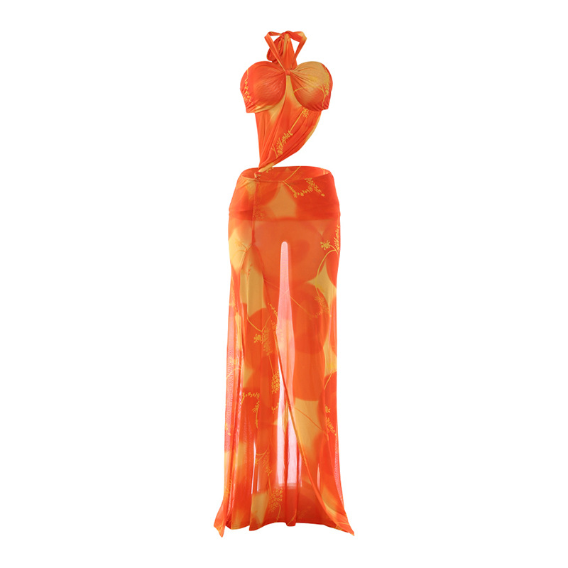 Fashionable Womens Spring Dress Sexy Sheer Mesh Spliced Design Split Hem Perfect for Parties and Night Out