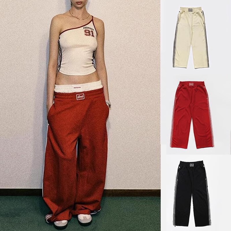 Badblood Bcac Series Pants Women's Wide-Leg Pants Niche American Retro Straight Casual Pants Sports Pants