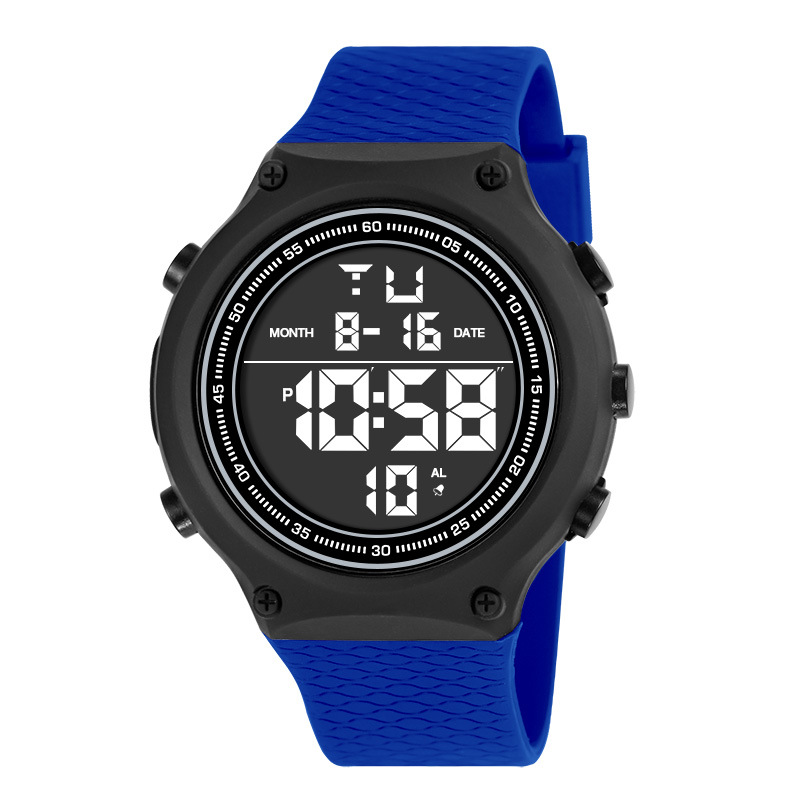 Hombres de gran pantalla LED gran dial reloj electrónico deportivo al aire libre multifuncional luz nocturna alarma reloj electrónico