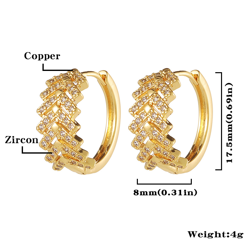 Fashion Water Droplets Copper Hoop Earrings Inlay Zircon Copper Earrings
