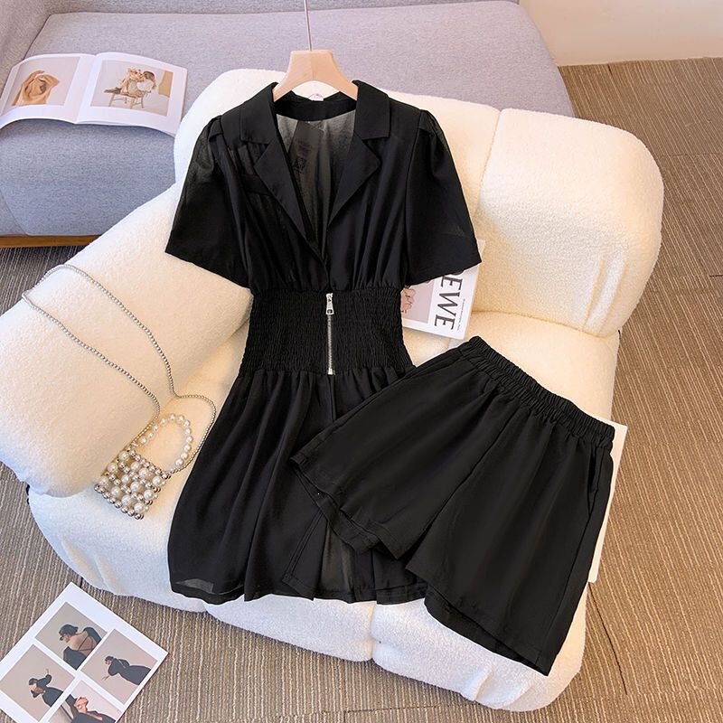 Fashionable Korean-Style High-End Elegant Ladylike Summer New Tops with Waist-Cinching Slimming Effect, Casual Shorts, and Tank Top Three-Piece Set Fashionable Korean-Style High-End Elegant Ladylike Summer New Tops with Waist-Cinching Slimming Effect, Casual Shorts, and Tank Top Three-Piece Set