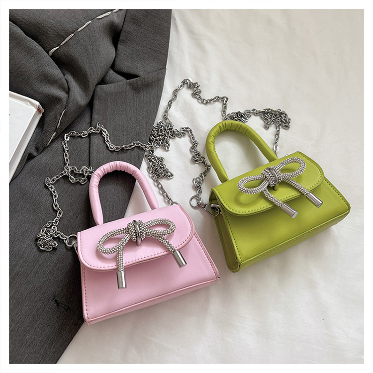 Ins niche French textured bag female 2024 new bow small square bag stylish shoulder messenger bag_voghion.com