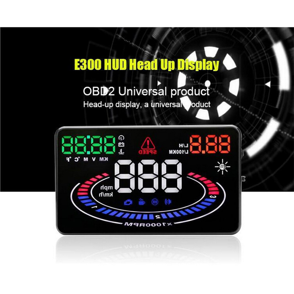 5.5inch Car HUD Head-Up Display OBD Speed Fuel Consumption Water Temperature Multi-Function HD Screen E300
