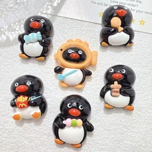 卡通diy树脂配件饰品可爱黑企鹅奶油胶发夹手机壳鞋扣钥匙扣吊坠