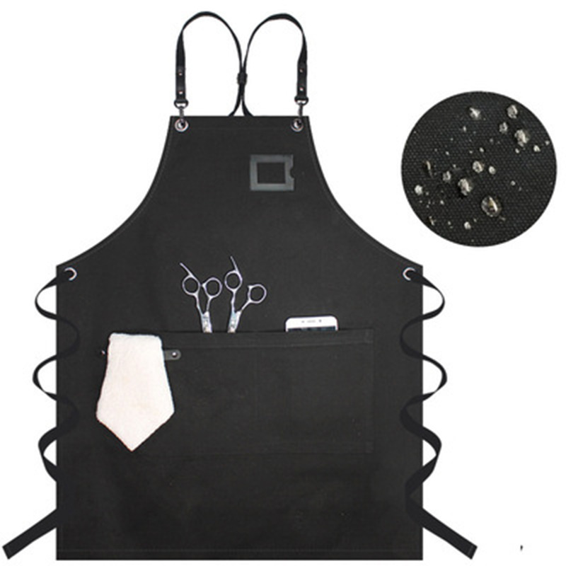 Delantal de lona gruesa logotipo personalizado Cafetería Restaurante leche tienda de té peluquería Correa guardapolvos delantal al por mayor